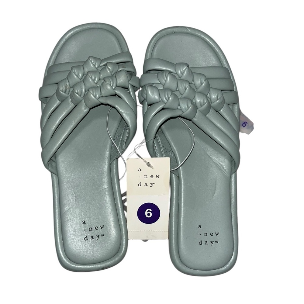 A New Day Dulce Padded Knot Slide Sandals Light Blue Size 6
